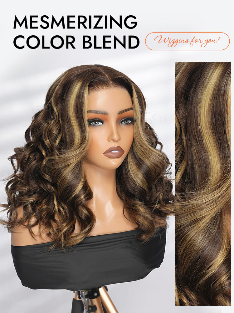 Brown Mix Blonde Highlights Human Hair