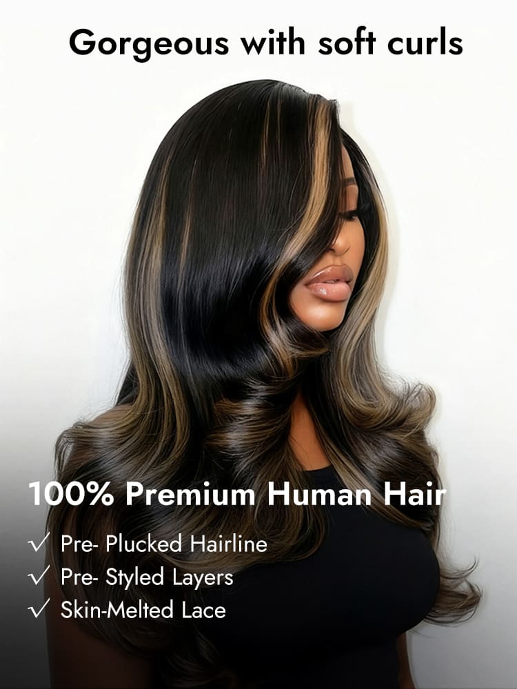 Ash Blonde Highlgiht Wavy Human Hair