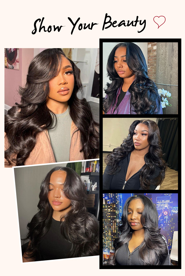 Layered Cut Body Wave Hair Wigs