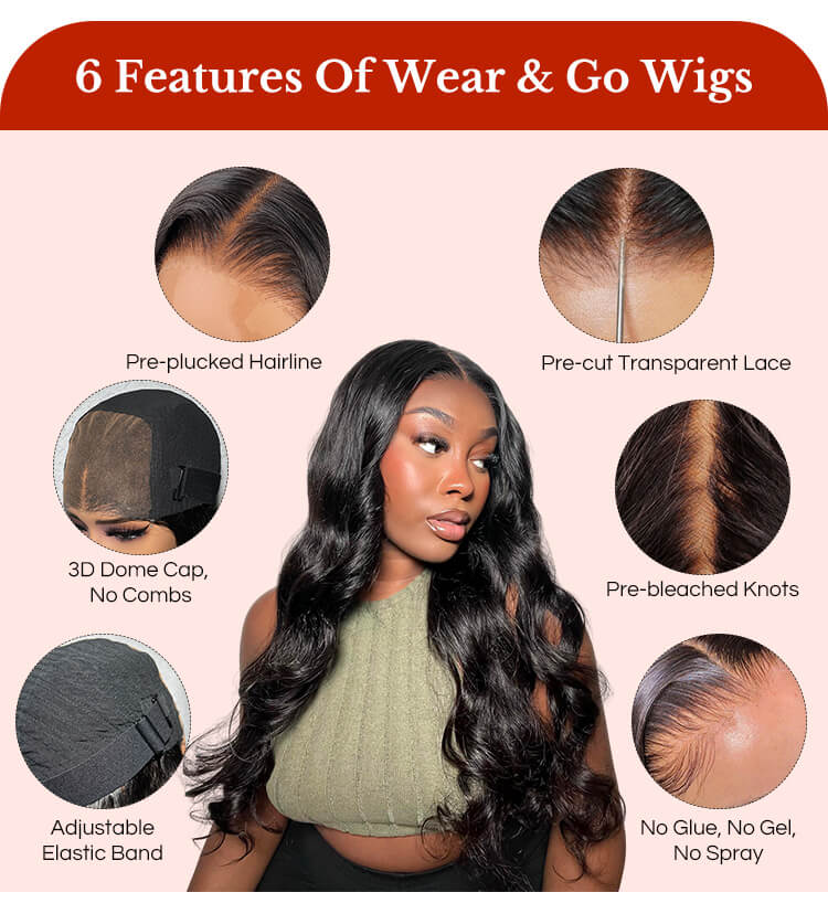 Wear And Go Wig-Glueless Body Wave Human Hair Wigs -Wigginshair