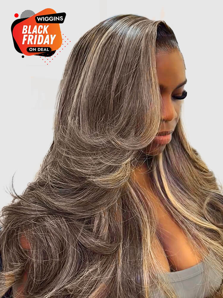 Cool Balayage Blonde Highlights Layered 13x4 Ready To Go Glueless Wig With Kash Doll Curls