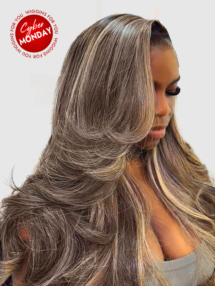 Cool Balayage Blonde Highlights Layered 13x4 Ready To Go Glueless Wig With Kash Doll Curls