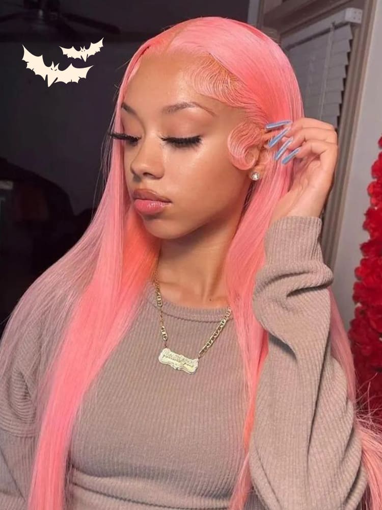 Pink Straight Ready To Wear Glueless 7x5 & 13x4 Pre Cut Lace Front Wigs