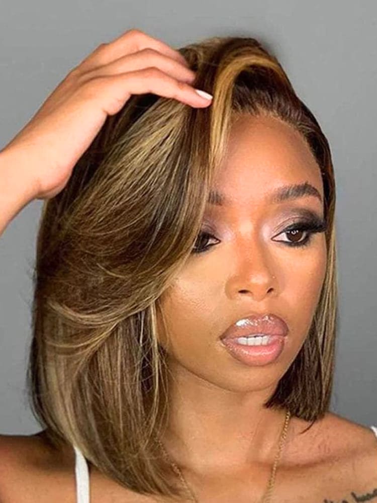 Blonde Highlight Layered Bob Wig