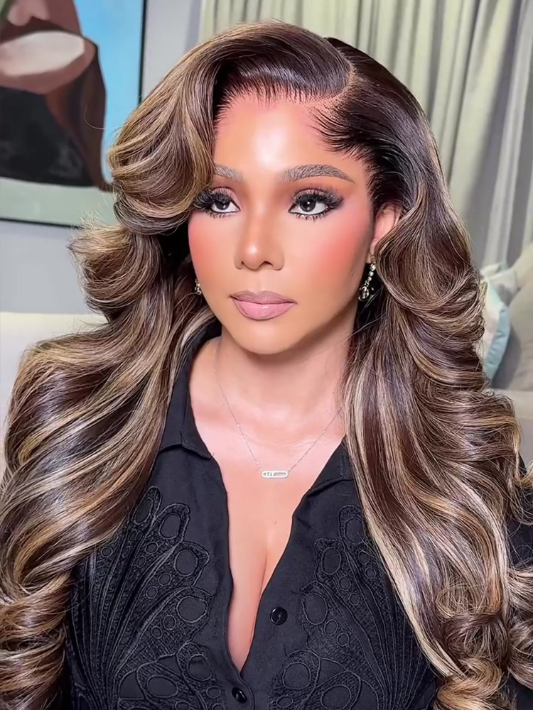 Blonde highlight body wave wig