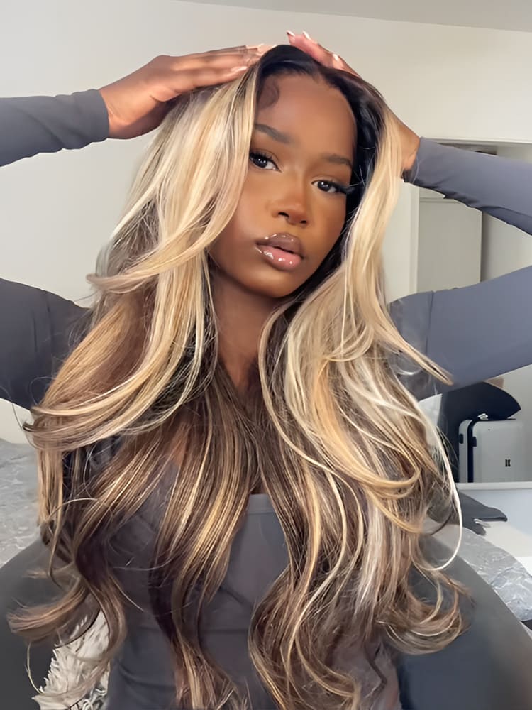 Blonde Highlight Straight Wigs
