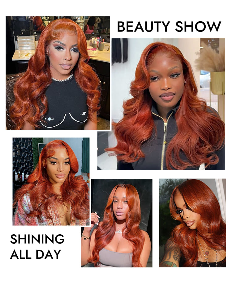 Copper Human Hair Lace Wigs