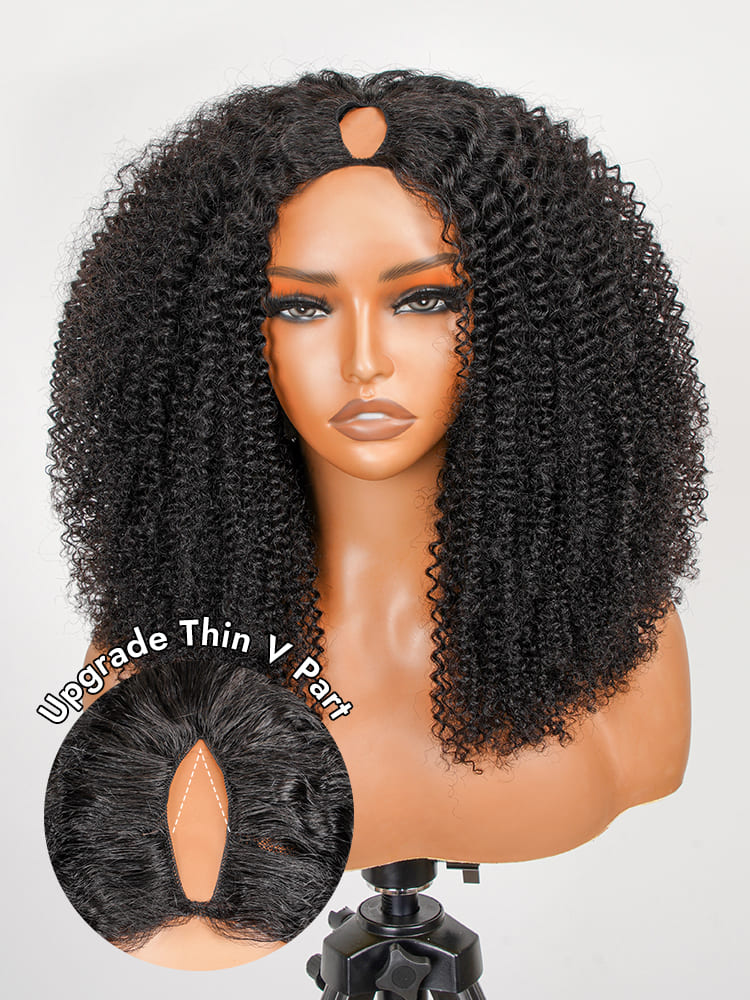 Kinky Curly Upgrade Thin V Part Wigs