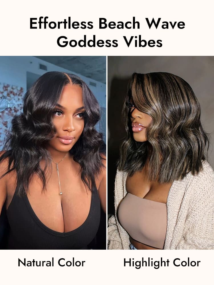 Natural & Highlight Beach Wave Wigs