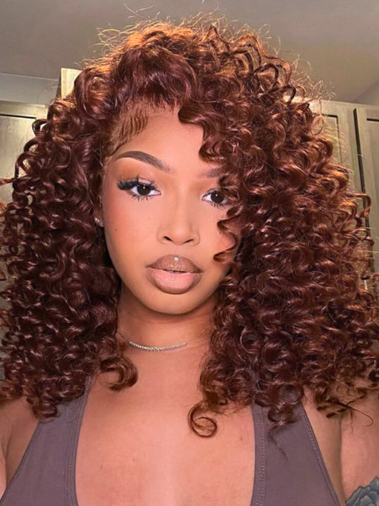 Bouncy Curls Ginger Brown Wigs