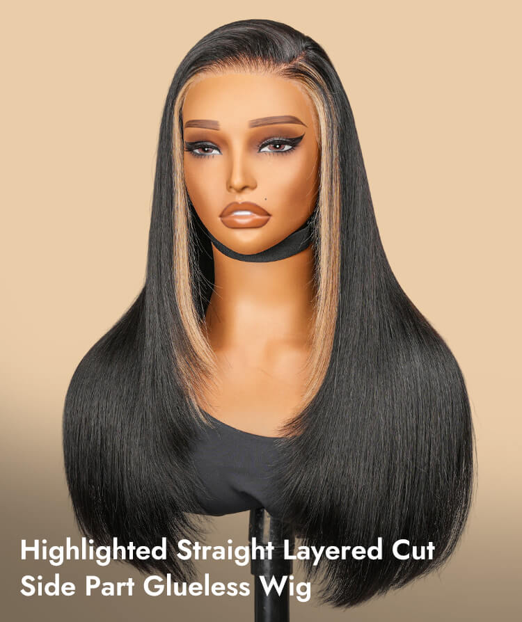 skunk stripe straight wig