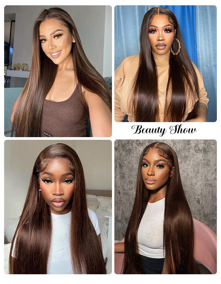 long brown straight wig