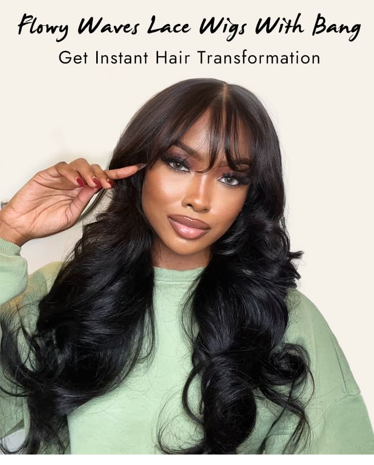Curtain Bangs Body Wave Lace Closure Wigs