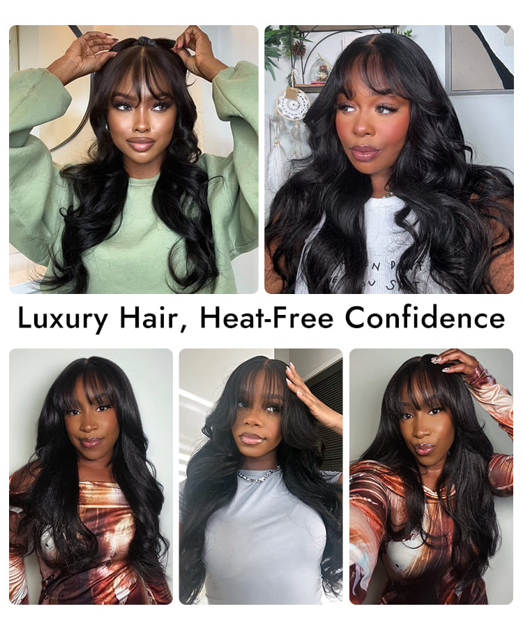 Curtain Bangs Human Hair Lace Wigs