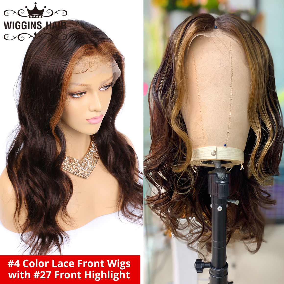 Body Wave 4 Color With Honey Blonde Highlighted Wigs Customized