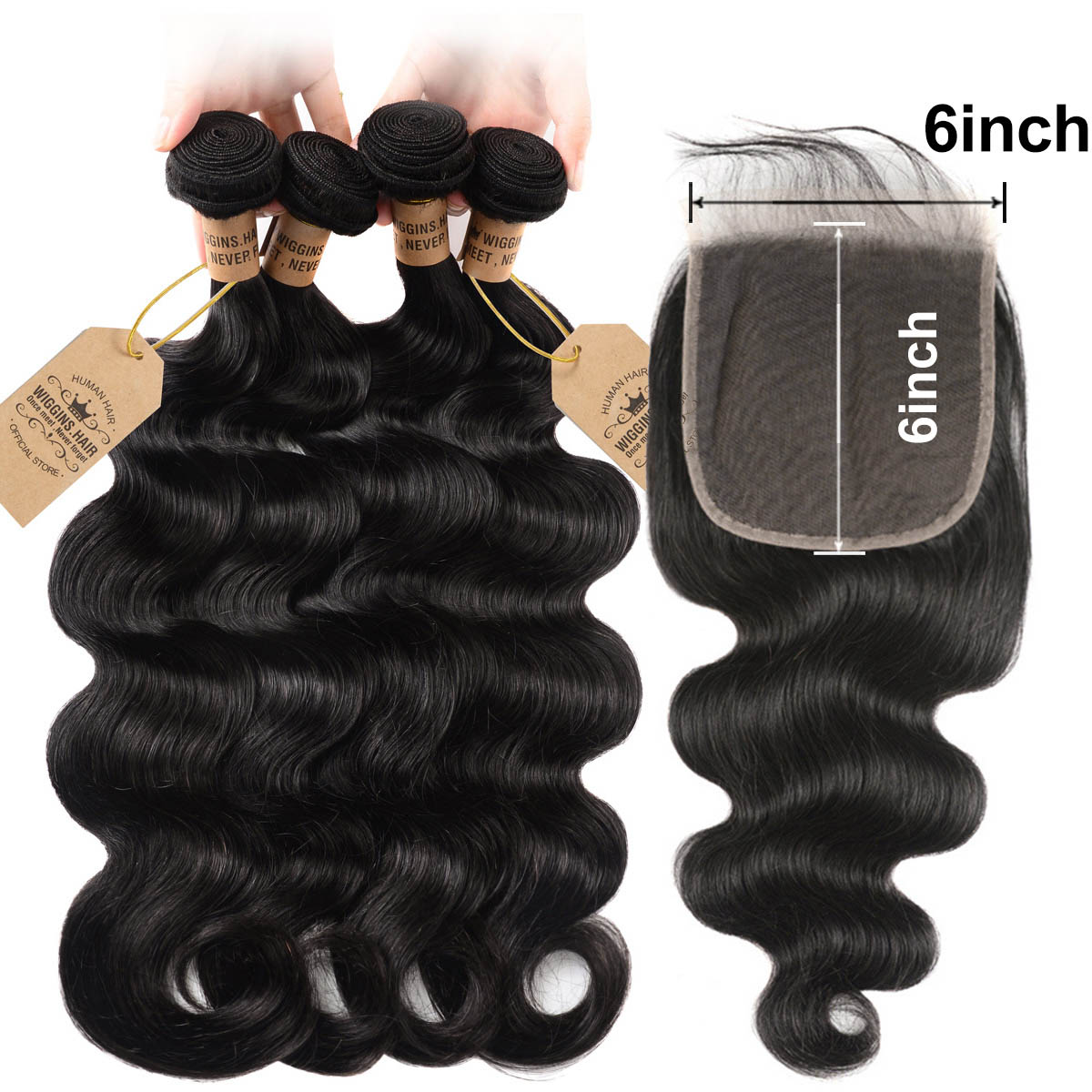 body wave 4 bundles with closure