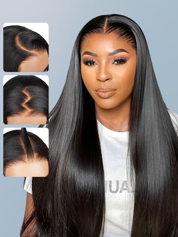 Ready And Go Wig-Silky Straight HD Transparent Lace Closure Wigs With Pre Cut Lace